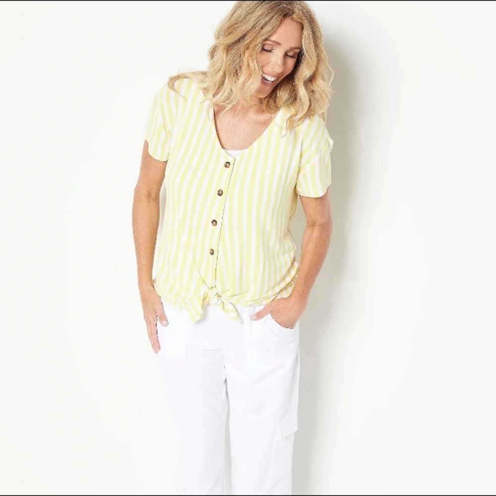 KOOLABURRA By UGG Women’s Yellow White Striped Top